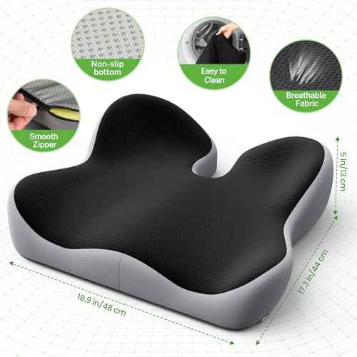 Benazcap X Large Seat Cushion for Sciatica Pain Relief, 2024 Upgraded Seat Cushions for Office Chairs, Desk Chair Cushions/Office Chair Cushion, Tailbone Pain Relief Cushion for Car/Wheelchair