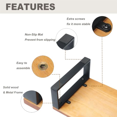 RORKEE Wooden Step Stool for Bed, Light Walnut – 11.8 x 16.5 in, 500 lb Capacity