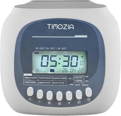 Off White Employee Time Clock with 4-Inch LED Screen, U.S. Time Zone Support