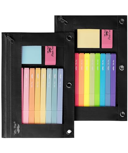 Mr. Pen Black Pencil Pouch for 3 Ring Binders - 2 Pack, 10x6.75 Inches