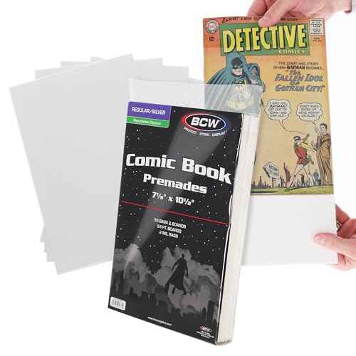 Premium Silver Age Comic Premade Resealable Bags with Backer Boards | 7 ¨û" x 10 ¨ö" | Pre-Loaded & Archival Comic Sleeves and Boards | Crystal Clear Storage for Collectors (100 Pack)