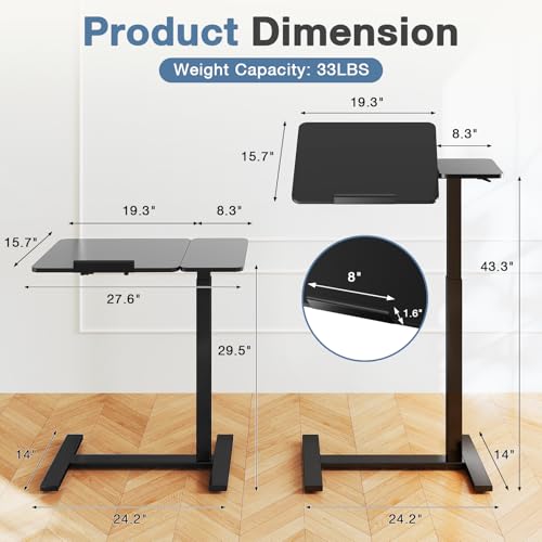 DUMOS Adjustable Rolling Standing Desk with Wheels, Compact Laptop Table