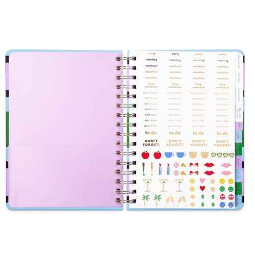 kate spade new york Daily Planner 2026 Large Agenda January-December 2026, Hardcover Weekly and Monthly Spiral Planner with Stickers (Downtown Stripe)