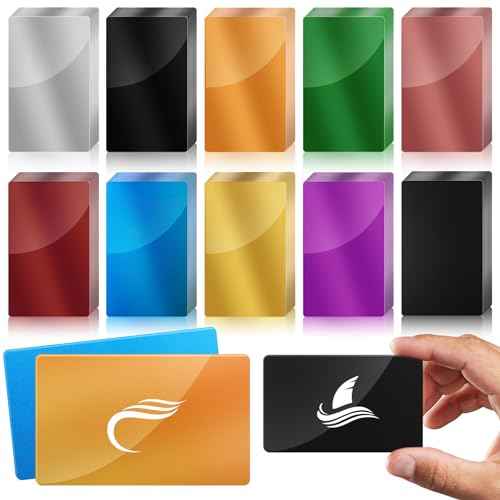 weparmeety 100 Pcs Metal Engraving Blanks Colorful Aluminum Sheet Laser Engraving Business Card Multipurpose DIY Gift Cards 86 x 54 x 0.21 mm£¨10 Colors)