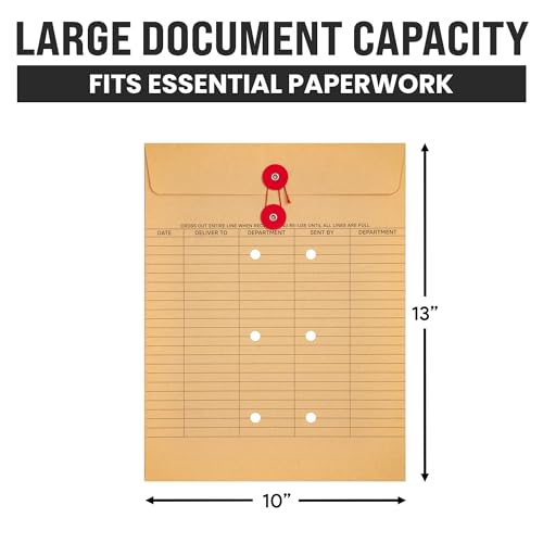 10x13 Office Envelopes with String Tie Closure Pack of 100