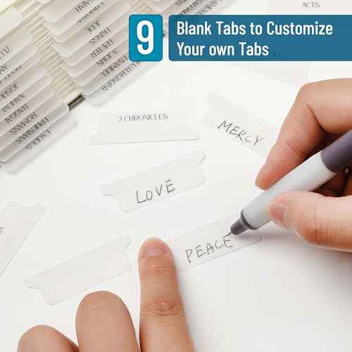Mr. Pen- Bible Tabs, 75 Tabs, Transparent White Laminated Bible Tabs for Women and Men, Bible Tabs for Study Bible Index Tabs, Bible Labels Tabs, Mr Pen Bible Tabs for Women Study Bible
