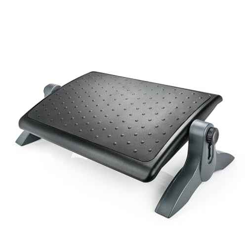 EHO Ottoman, Ergonomic Foot Rest for Under Desk, Adjustable Height and Angle, Rubber Platform, Anti-Slip, Ankle Support, Detachable Washable Cushion, Back and Leg Pain Relief, 21.6"L x 11.4"W, Black