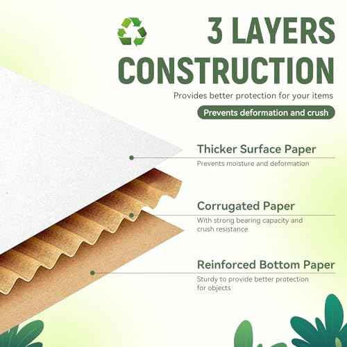 12"x9"x3" Shipping Boxes Set of 5, White Corrugated Cardboard Box Literature Mailer