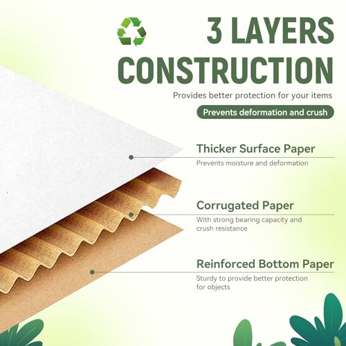 12"x9"x3" Shipping Boxes Set of 1, White Corrugated Cardboard Box Literature Mailer