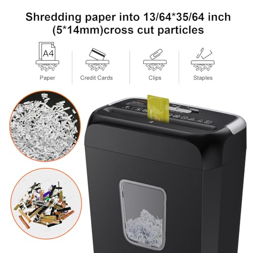 Bonsaii Cross Cut Paper Shredder 6-Sheets 3.4 Gal Bin Black Gray for Home Office