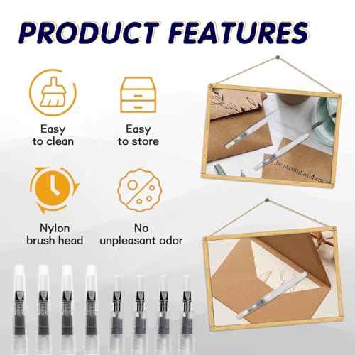 Pencil Style Envelope Sealer Moistener - Set of 8, Letter Sealer Envelope & Stamp Moisteners with Fine Nylon Brush Head Mailing Moistener Wetter Roller for Office or Classroom Use