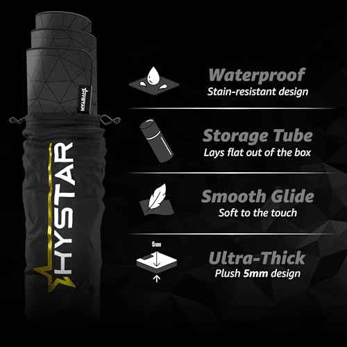 Hystar¢ç Extended Gaming Mouse Pad | XXL 36" x 16" | 5mm Thick, Waterproof Surface, Smooth Polyester Fabric, and Natural Rubber Base | Poly (Black)