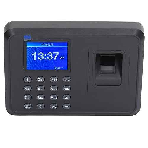 Fingerprint Time Attendance Machine, Multilingual Voice Reminder Fingerprint Password Attendance Machine Employee Time Clock for Offices, Factories and More (US Plug)