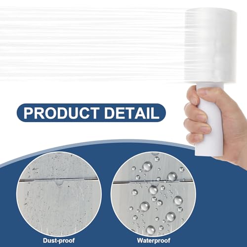 6 Pack Heavy Duty Stretch Wrap Film with Handle - 4 inch x 1000ft Industrial Shrink Wrap for Moving & Packing