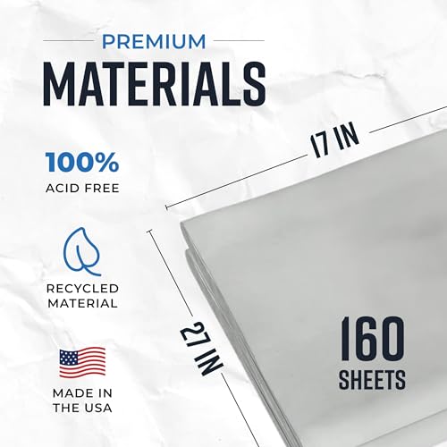 Bryco Goods Newsprint Packing Paper Sheets for Moving - 160 Sheets, 27" x 17" - Made in USA