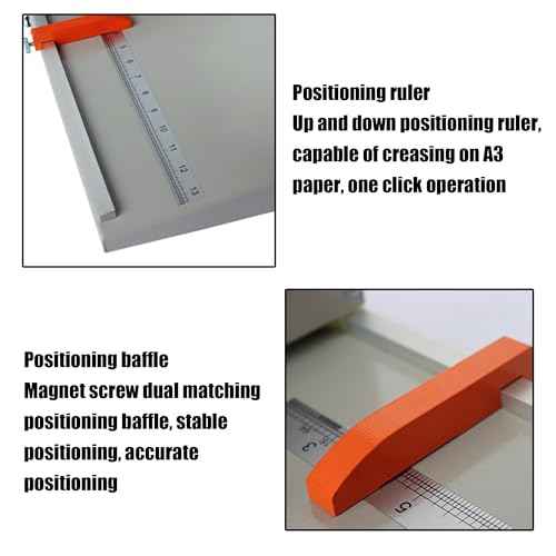Manual Creaser 18In Desktop Creasing Machine Paper Card Creaser Manual Paper Folding Creaser with 2 Adjustable Block Positioning Rulers for Paper Cardstock Photos Indentation Depth 0.02''