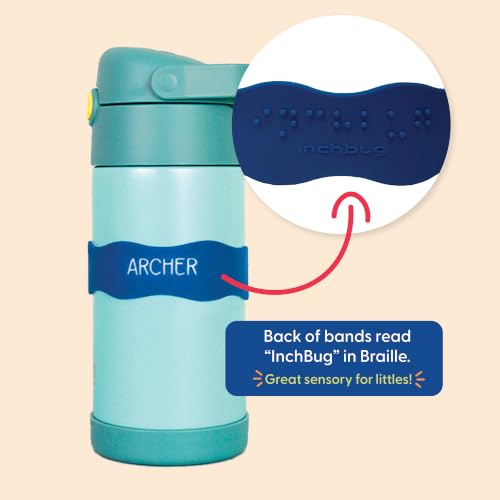 InchBug Orbit Silicone Bottle Bands - Blushing Cheeks 4-Pack, Personalized Name Labels for Kids' Cups & Bottles