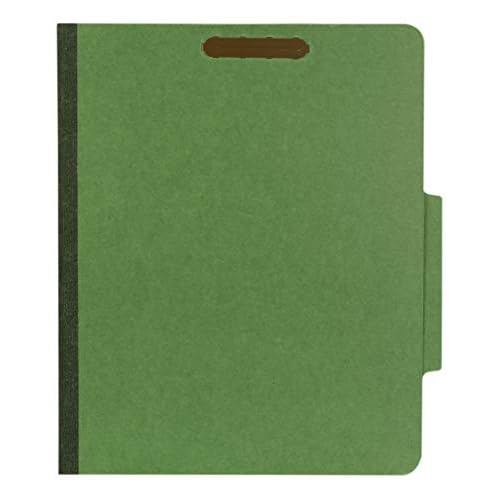 The File King Two Divider Pressboard Classification Dark Green File Folder - Letter Size | Box of 10 | 2/5 ROC Top Tab | 2¡± Expansion | Six 2-Inch Fastener Prongs | Made in America