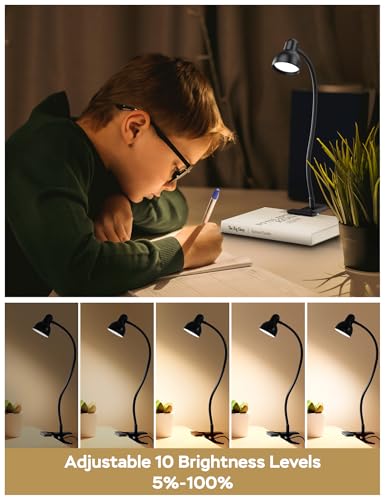 LiFMIRA Clip-On Reading Light Black - 3 Color Modes, 10 Dimmable Brightness