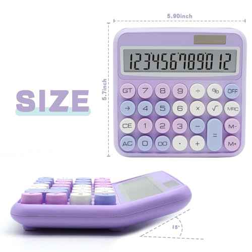 Purple Calculator, UPIHO 12 Digit with Large LCD Display and Big Buttons,Purple Office Accessories for Women Desk,Cute Calculator for Office,School, Home,Business