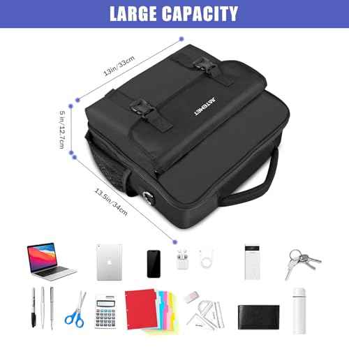 3 Ring Zipper Binder 700-Sheet Zipper Binder Detachable Backpack Straps & Shoulder 14 Inch Laptop for School and Office (Black)