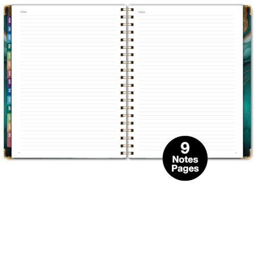 HARDCOVER 2026 Planner, 8.5"x11": 14 Months (November 2025 - December 2026), Daily Weekly Monthly Planner, Yearly Agenda, Bookmark, Pocket Folder and Sticky Note Set (Teal Gold Marble)
