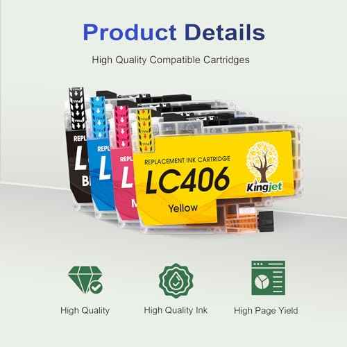 LC406 Ink Cartridges Replacement for Brother LC406 Ink Cartridges LC406XL LC 406 XL Compatible with Brother MFC-J4335DW MFC-J4345DW MFC-J4535DW MFC-J5855DW Printer,4 Pack