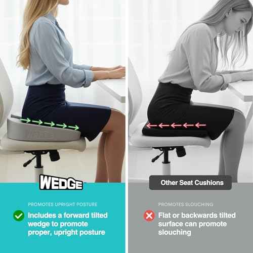 Upseat Wedge Ergonomic Seat Cushion, Made of Soft Foam, Wipeable Non-Fabric Posture Support for Office Chair ? Promotes Upright Sitting & Relieves Tailbone Pressure and Sciatica, Made in North America