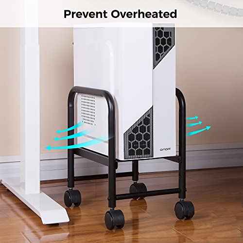 EUREKA ERGONOMIC Computer Tower Stand, Height Adjustable PC Stand for Under Desk, Mobile Rolling CPU Holer with 360¡Æ Locking Caster Wheels, Desktop Tower Cart on Floor, Desk Accessories, Steel, Black