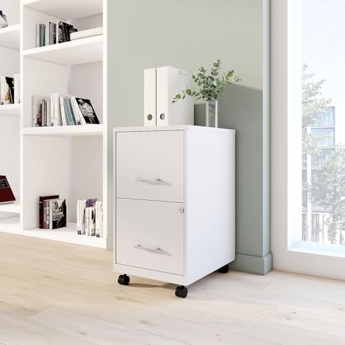 Staples 2-Drawer Vertical File Cabinet, Letter Size, Lockable, White, 1 Pack