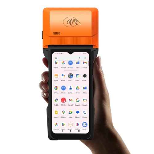 Alacrity Handheld POS PDA Android 14 Receipt Printer 3GB+32GB 1D 2D Barcode Scanner, Wifi/Gps/BT/4G Full Network Connection, 6.5" Touchscreen 80mm Width Thermal Label Printing 6400mAh Battery and NFC