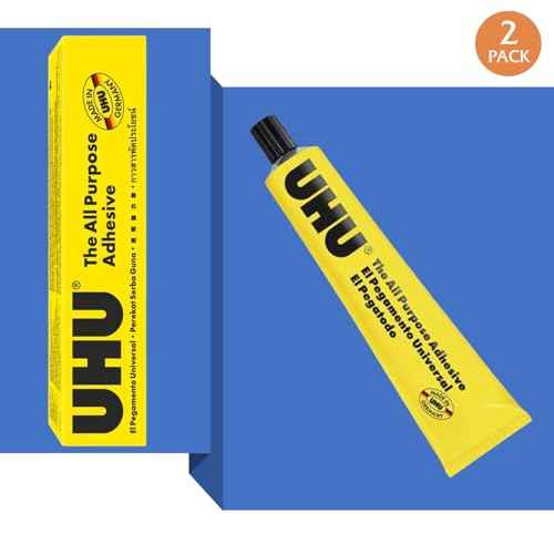 UHU All Purpose Adhesive, Fast, Strong, Crystal-Clear, Adjustable, Permanent, Transparent, 125 ml Tube, Pack of 2