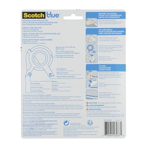 ScotchBlue 1.41 in x 20 yd Painter's Tape Applicator (TA3-SB-ESF) – Includes 20 yd Starter Roll, 1.41" Width