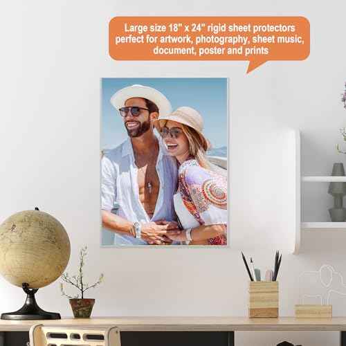 Ndsox 5 Pack 18" x 24" Rigid Print Protectors Clear Hard Plastic Sheet Protectors Poster Sleeves Top-Loading Rigid Newspaper Magazine Page Holders for Photos, Presentations, Art Painting, Sheet Music