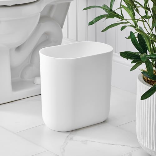 iDesign Small White Slim Plastic Bathroom Trash Can - Pack of 1