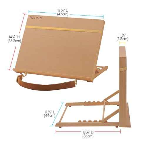 MEEDEN A3 Wooden Tabletop Easel for Painting, 5-Position Adjustable Drawing & Sketching Board with Shoulder Strap, Portable Beechwood Desktop Art Easel Stand for Adults, Artists, Beginners & Student