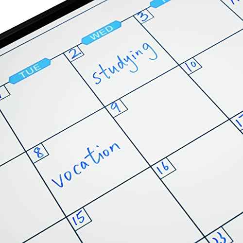 JILoffice Magnetic Calendar Whiteboard & Bulletin Corkboard Combination, Combo Board 24 x 18 Inch, 2 Pack, Black Aluminum Frame Wall Mounted Board for Office Home and School with 10 Push Pins