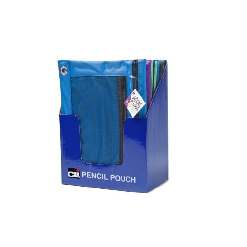 Charles Leonard Pencil Pouch for Binder with 2 Pockets, Front Mesh Pocket, Assorted Colors, Includes 24 Pouches (76350-ST)