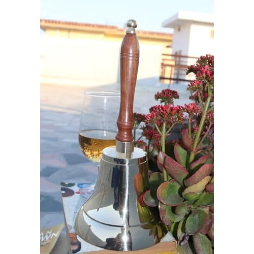 Large & Heavy Solid Brass Loud Hand Call Bell for Weddings, Christmas, School 11"(H) 5"(D) Polished Brass by The Metal Magician
