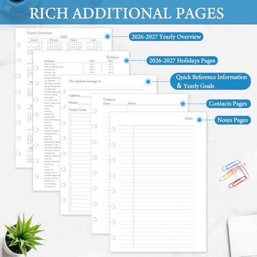 2026 Monthly Planner Refill, A5 Medium Size Planner Inserts for 8-Disc Discbound, 5.5"x8.5", Jan. 2026 - Dec. 2026, 12 Monthly Calendars with Laminated Tabs