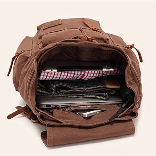 Canvas Backpack Unisex Vintage Casual Rucksack 17 inch Laptop Daypacks Schoolbag College Bookbag Hiking Camping Travel Bag Black