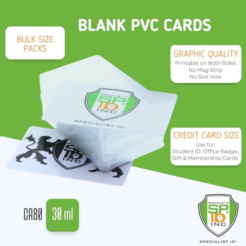 200 Pack Premium Blank PVC ID Cards CR80 30 Mil White - Compatible with Most Printers