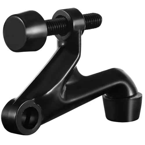 HOMOTEK 20 Pack Hinge Pin Door Stoppers, Hing Door Stops, Adjustable Deluxe Heavy Doorstops for Top of Door, Hinge Stoppers with Black Rubber Bumper Tips, Black