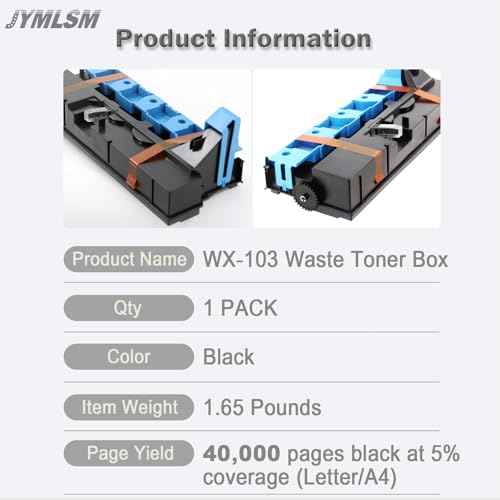WX103 Toner Waste Container Replacement for Konica Minolta WX103 WX-103 WX 103, WX103 Waste Toner Box Works with Bizhub C364e c224e 284e 308 368 C258 C284 C368 C454 C308 C558 C658 Printers