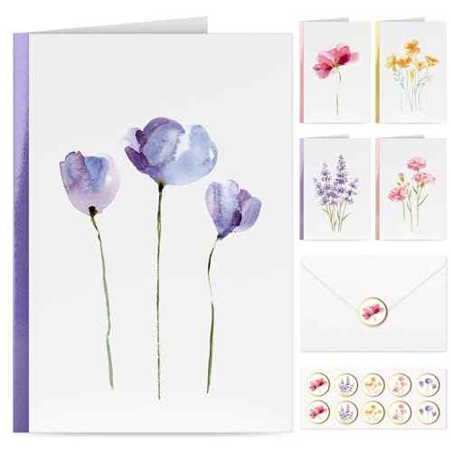 Blank Cards and Envelopes, 30 Pack Blank Greeting Cards, Elegant Blank Note, Perfect Bulk Stationary Set For All Occasions, 5 Assorted Floral Designs, 4" x 6"