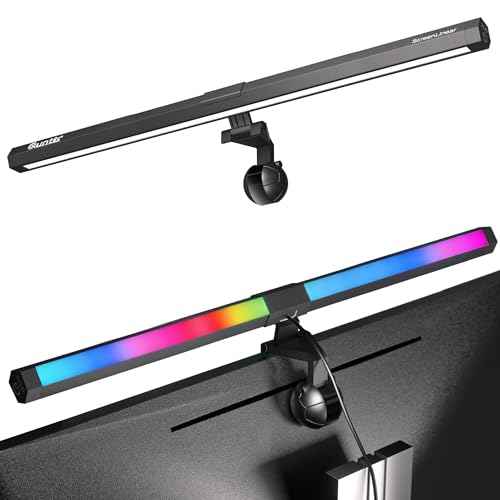 Quntis Monitor Light RGB PRO Backlight, Eye-Care Dual Light Computer Light Bar Gaming Office Desk Lamp, 15 Modes Dimmable Backlight, 3 Color Temperature Adjustable Brightness, Ra95 Screen Light Bar