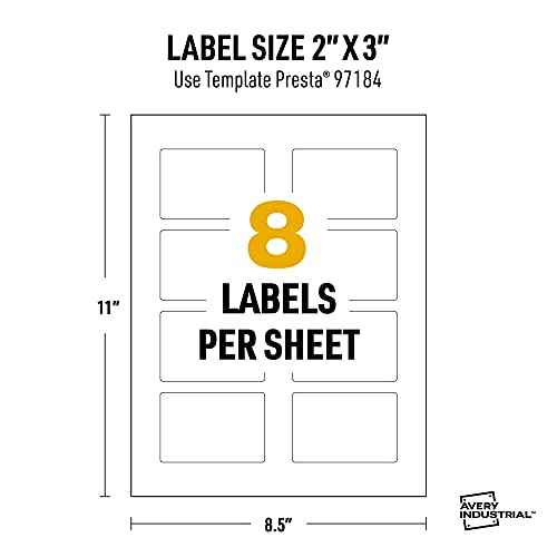 Avery UltraDuty GHS Labels, Waterproof, 2 X 3 White Rectangle Labels, 200 Total, Use with Pigment Inkjet Printers