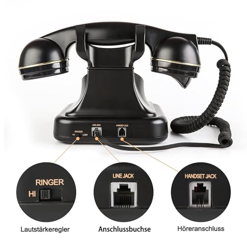 Sangyn Retro Landline Telephone Classic Rotary Design Old Fashioned Corded Desk Phone for Home and Office