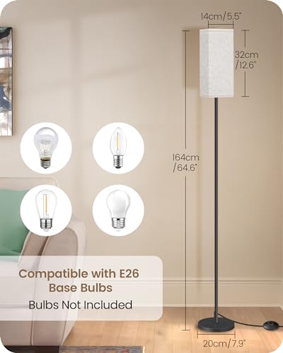 Beige & Black Modern Floor Lamp 64.6" with Foot Switch - Minimalist Standing Light for Living Room & Bedroom
