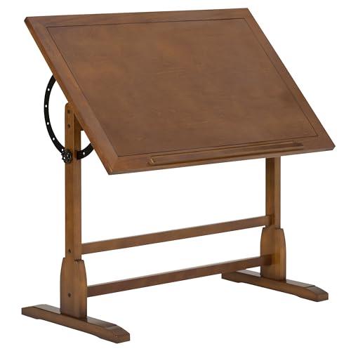 Studio Designs Vintage Rustic Oak Drafting Table - 42x30 Adjustable Work Surface